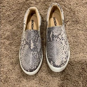 Soda Snakeskin Print Slip-on Sneakers Size 6